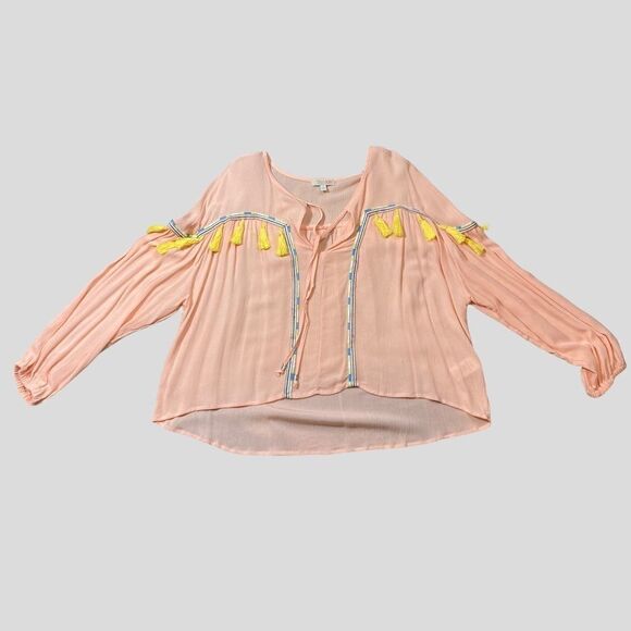 NWT Peach Tassel Boho Flowy Top - Picture 4 of 16
